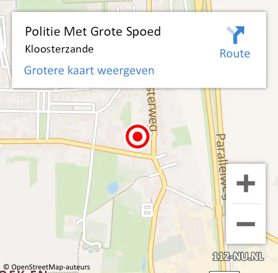 Locatie op kaart van de 112 melding: Politie Met Grote Spoed Naar Kloosterzande op 29 mei 2022 18:09