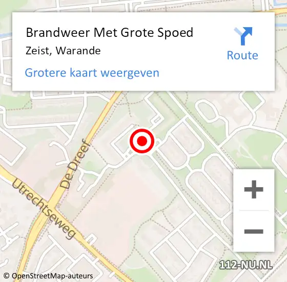 Locatie op kaart van de 112 melding: Brandweer Met Grote Spoed Naar Zeist, Warande op 29 mei 2022 18:11