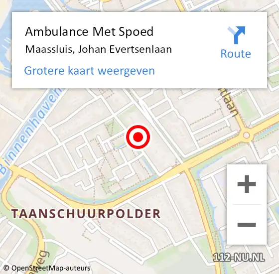 Locatie op kaart van de 112 melding: Ambulance Met Spoed Naar Maassluis, Johan Evertsenlaan op 29 mei 2022 18:13