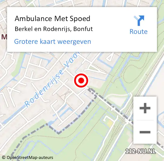 Locatie op kaart van de 112 melding: Ambulance Met Spoed Naar Berkel en Rodenrijs, Bonfut op 29 mei 2022 18:23