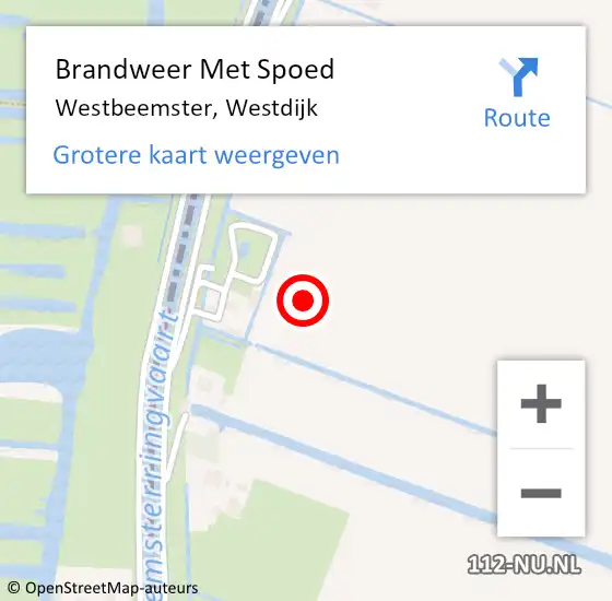 Locatie op kaart van de 112 melding: Brandweer Met Spoed Naar Westbeemster, Westdijk op 29 mei 2022 19:32