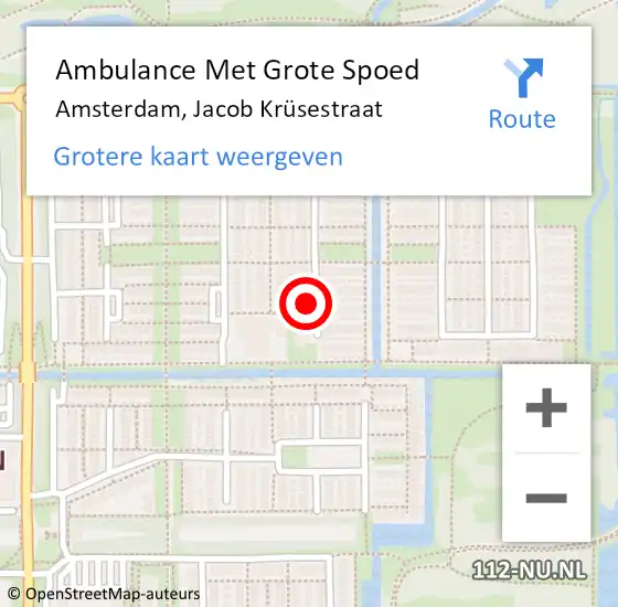 Locatie op kaart van de 112 melding: Ambulance Met Grote Spoed Naar Amsterdam-Zuidoost, Jacob Krüsestraat op 29 mei 2022 19:38