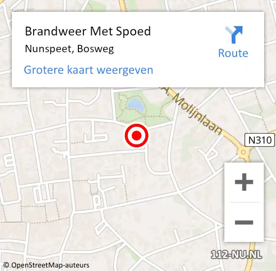 Locatie op kaart van de 112 melding: Brandweer Met Spoed Naar Nunspeet, Bosweg op 8 oktober 2013 18:26