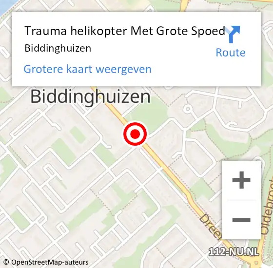 Locatie op kaart van de 112 melding: Trauma helikopter Met Grote Spoed Naar Biddinghuizen op 29 mei 2022 20:00