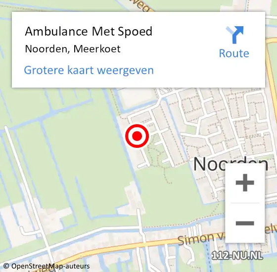 Locatie op kaart van de 112 melding: Ambulance Met Spoed Naar Noorden, Meerkoet op 29 mei 2022 20:13