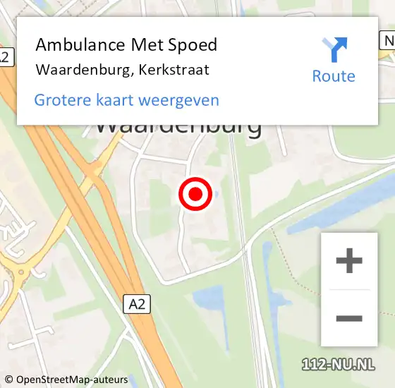 Locatie op kaart van de 112 melding: Ambulance Met Spoed Naar Waardenburg, Kerkstraat op 29 mei 2022 20:19