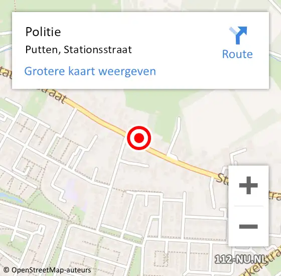 Locatie op kaart van de 112 melding: Politie Putten, Stationsstraat op 29 mei 2022 20:19