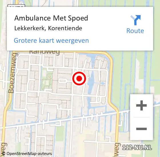 Locatie op kaart van de 112 melding: Ambulance Met Spoed Naar Lekkerkerk, Korentiende op 29 mei 2022 20:23
