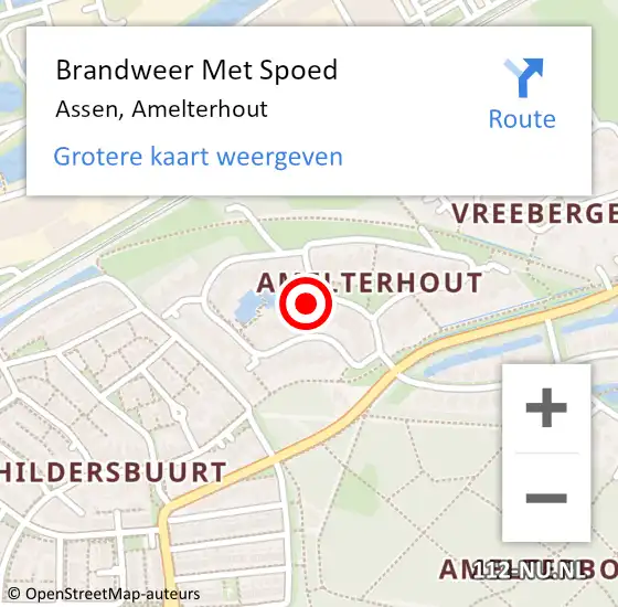 Locatie op kaart van de 112 melding: Brandweer Met Spoed Naar Assen, Amelterhout op 29 mei 2022 20:28