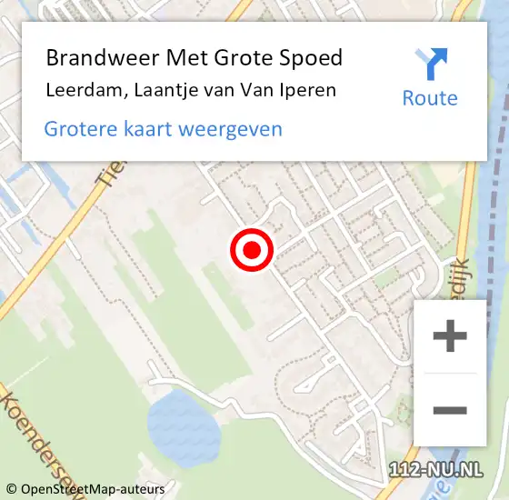 Locatie op kaart van de 112 melding: Brandweer Met Grote Spoed Naar Leerdam, Laantje van Van Iperen op 29 mei 2022 21:00