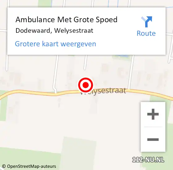 Locatie op kaart van de 112 melding: Ambulance Met Grote Spoed Naar Dodewaard, Welysestraat op 29 mei 2022 21:01