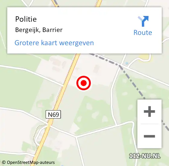 Locatie op kaart van de 112 melding: Politie Bergeijk, Barrier op 29 mei 2022 21:19