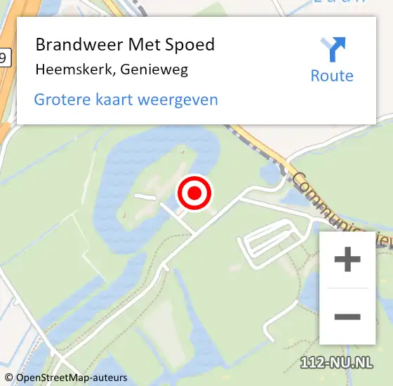 Locatie op kaart van de 112 melding: Brandweer Met Spoed Naar Heemskerk, Genieweg op 29 mei 2022 21:32