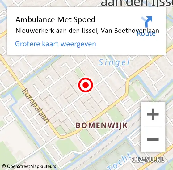 Locatie op kaart van de 112 melding: Ambulance Met Spoed Naar Nieuwerkerk aan den IJssel, Van Beethovenlaan op 29 mei 2022 21:35