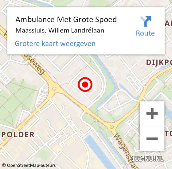 Locatie op kaart van de 112 melding: Ambulance Met Grote Spoed Naar Maassluis, Willem Landrélaan op 29 mei 2022 21:45