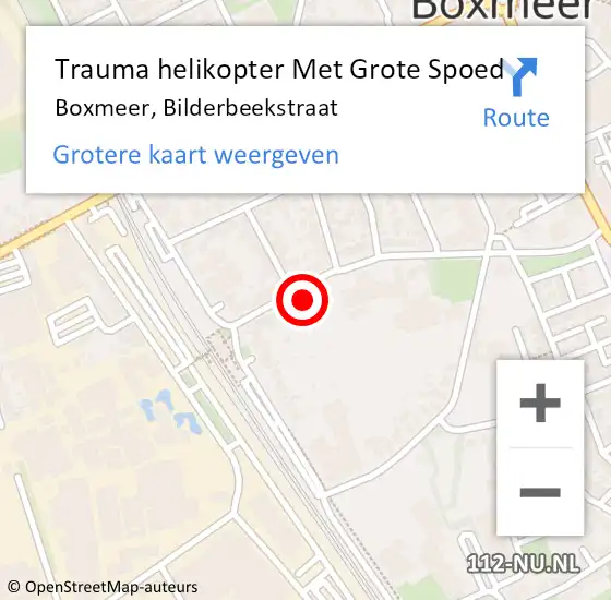 Locatie op kaart van de 112 melding: Trauma helikopter Met Grote Spoed Naar Boxmeer, Bilderbeekstraat op 29 mei 2022 21:53