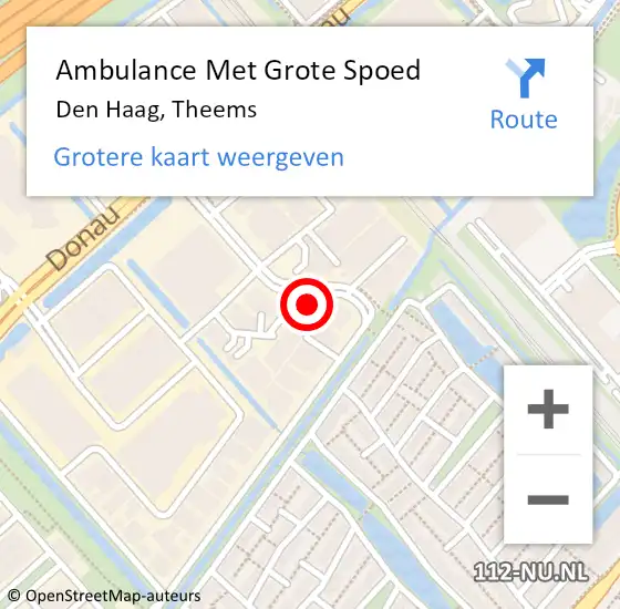 Locatie op kaart van de 112 melding: Ambulance Met Grote Spoed Naar Den Haag, Theems op 29 mei 2022 22:25