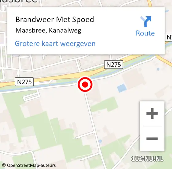 Locatie op kaart van de 112 melding: Brandweer Met Spoed Naar Maasbree, Kanaalweg op 29 mei 2022 22:39