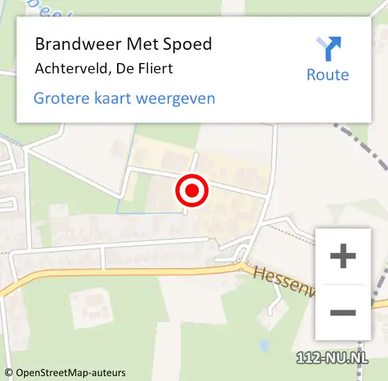 Locatie op kaart van de 112 melding: Brandweer Met Spoed Naar Achterveld, De Fliert op 29 mei 2022 23:32