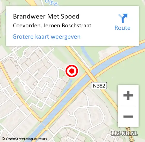 Locatie op kaart van de 112 melding: Brandweer Met Spoed Naar Coevorden, Jeroen Boschstraat op 30 mei 2022 00:03
