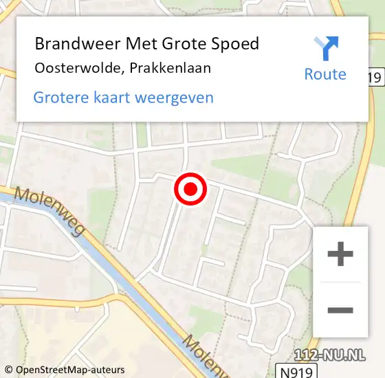 Locatie op kaart van de 112 melding: Brandweer Met Grote Spoed Naar Oosterwolde, Prakkenlaan op 30 mei 2022 01:10