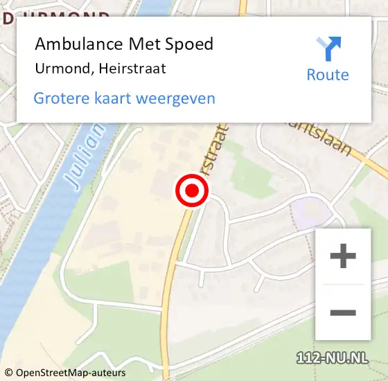 Locatie op kaart van de 112 melding: Ambulance Met Spoed Naar Urmond, Heirstraat op 18 juli 2014 17:26