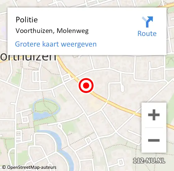 Locatie op kaart van de 112 melding: Politie Voorthuizen, Molenweg op 30 mei 2022 01:44