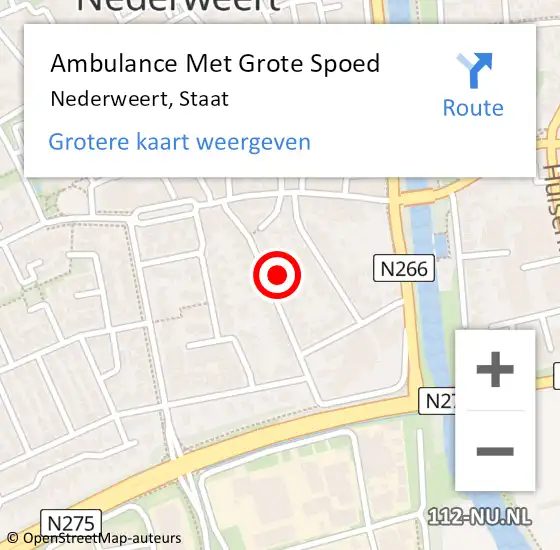 Locatie op kaart van de 112 melding: Ambulance Met Grote Spoed Naar Nederweert, Staat op 30 mei 2022 03:14