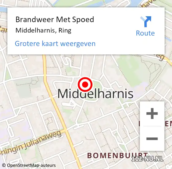 Locatie op kaart van de 112 melding: Brandweer Met Spoed Naar Middelharnis, Ring op 30 mei 2022 03:19