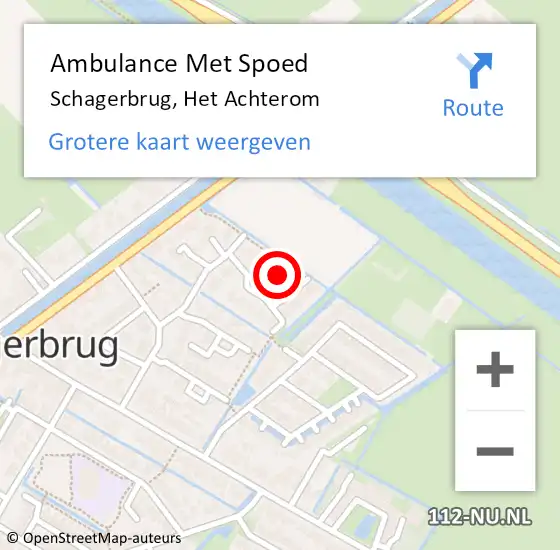 Locatie op kaart van de 112 melding: Ambulance Met Spoed Naar Schagerbrug, Het Achterom op 30 mei 2022 03:56