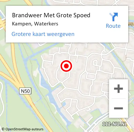 Locatie op kaart van de 112 melding: Brandweer Met Grote Spoed Naar Kampen, Waterkers op 30 mei 2022 05:51