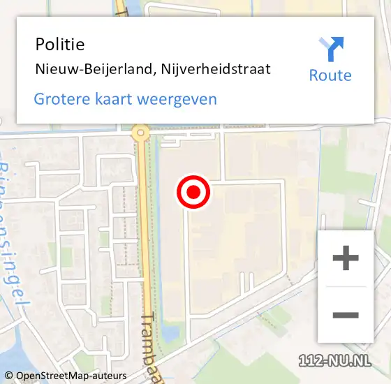 Locatie op kaart van de 112 melding: Politie Nieuw-Beijerland, Nijverheidstraat op 30 mei 2022 06:16