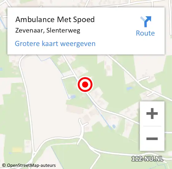 Locatie op kaart van de 112 melding: Ambulance Met Spoed Naar Zevenaar, Slenterweg op 30 mei 2022 06:26