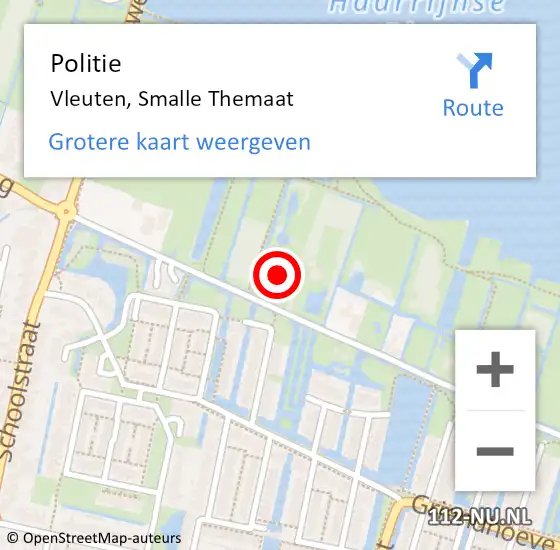 Locatie op kaart van de 112 melding: Politie Vleuten, Smalle Themaat op 30 mei 2022 07:00