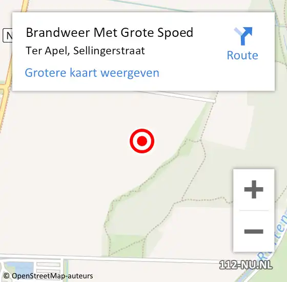 Locatie op kaart van de 112 melding: Brandweer Met Grote Spoed Naar Ter Apel, Sellingerstraat op 30 mei 2022 07:21