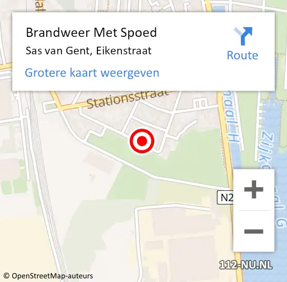 Locatie op kaart van de 112 melding: Brandweer Met Spoed Naar Sas van Gent, Eikenstraat op 30 mei 2022 07:39