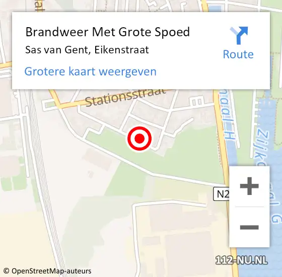 Locatie op kaart van de 112 melding: Brandweer Met Grote Spoed Naar Sas van Gent, Eikenstraat op 30 mei 2022 07:40