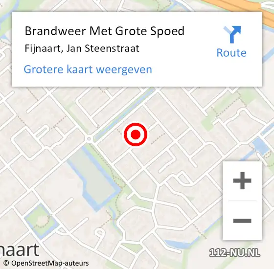 Locatie op kaart van de 112 melding: Brandweer Met Grote Spoed Naar Fijnaart, Jan Steenstraat op 30 mei 2022 07:49