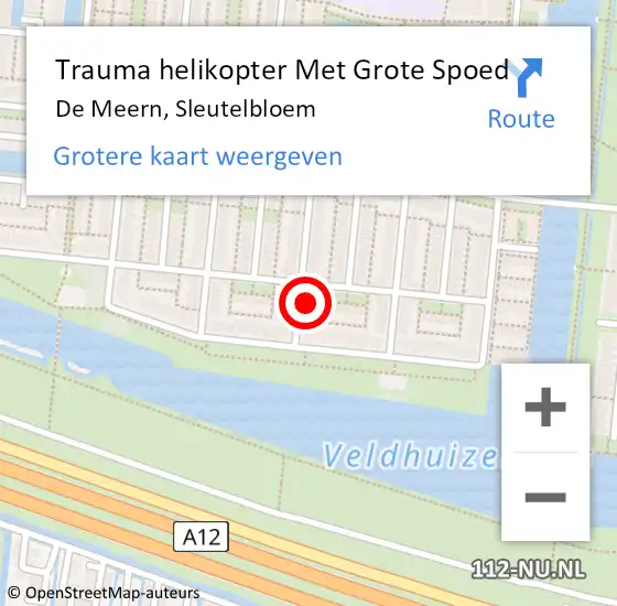Locatie op kaart van de 112 melding: Trauma helikopter Met Grote Spoed Naar De Meern, Sleutelbloem op 30 mei 2022 07:55