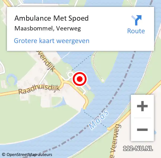 Locatie op kaart van de 112 melding: Ambulance Met Spoed Naar Maasbommel, Veerweg op 30 mei 2022 08:01