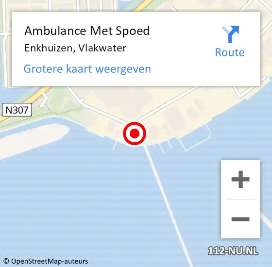 Locatie op kaart van de 112 melding: Ambulance Met Spoed Naar Enkhuizen, Vlakwater op 30 mei 2022 08:08