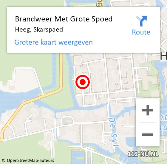 Locatie op kaart van de 112 melding: Brandweer Met Grote Spoed Naar Heeg, Skarspaed op 30 mei 2022 08:18