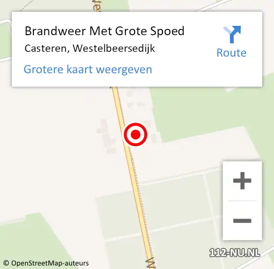 Locatie op kaart van de 112 melding: Brandweer Met Grote Spoed Naar Casteren, Westelbeersedijk op 30 mei 2022 08:20