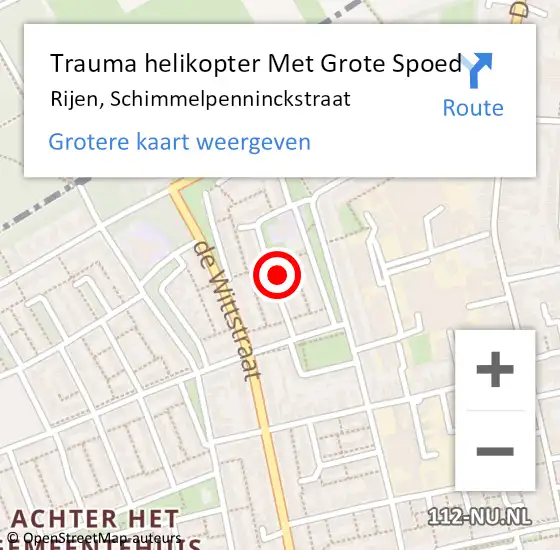Locatie op kaart van de 112 melding: Trauma helikopter Met Grote Spoed Naar Rijen, Schimmelpenninckstraat op 30 mei 2022 08:37