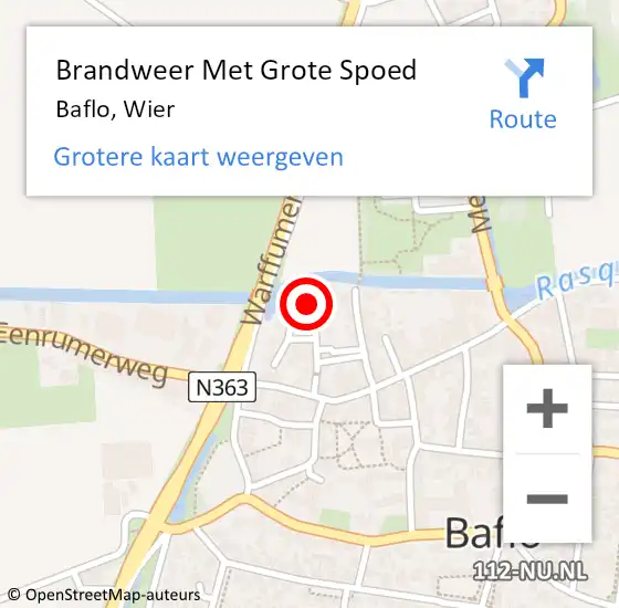 Locatie op kaart van de 112 melding: Brandweer Met Grote Spoed Naar Baflo, Wier op 30 mei 2022 08:38