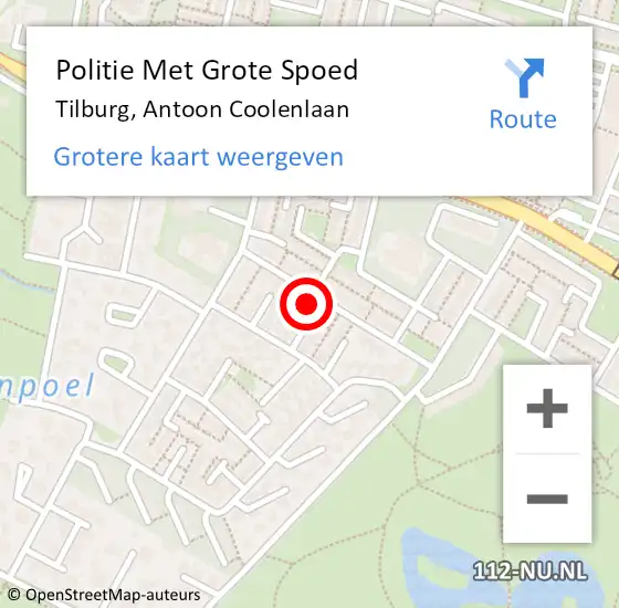 Locatie op kaart van de 112 melding: Politie Met Grote Spoed Naar Tilburg, Antoon Coolenlaan op 30 mei 2022 08:41