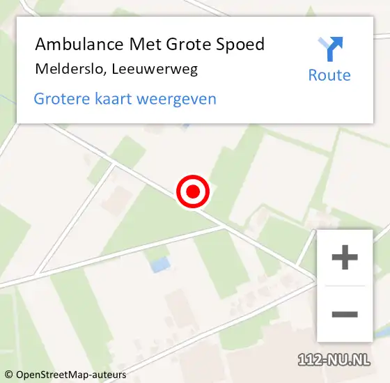 Locatie op kaart van de 112 melding: Ambulance Met Grote Spoed Naar Melderslo, Leeuwerweg op 18 juli 2014 17:46