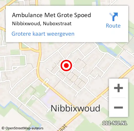 Locatie op kaart van de 112 melding: Ambulance Met Grote Spoed Naar Nibbixwoud, Nuboxstraat op 30 mei 2022 09:11