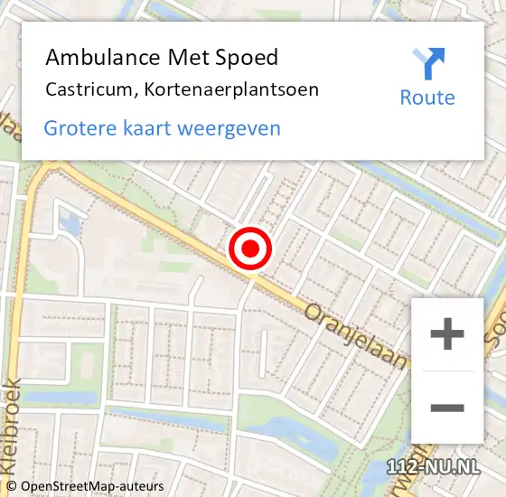 Locatie op kaart van de 112 melding: Ambulance Met Spoed Naar Castricum, Kortenaerplantsoen op 30 mei 2022 09:18