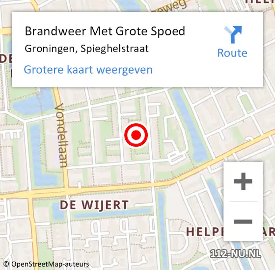 Locatie op kaart van de 112 melding: Brandweer Met Grote Spoed Naar Groningen, Spieghelstraat op 30 mei 2022 10:04